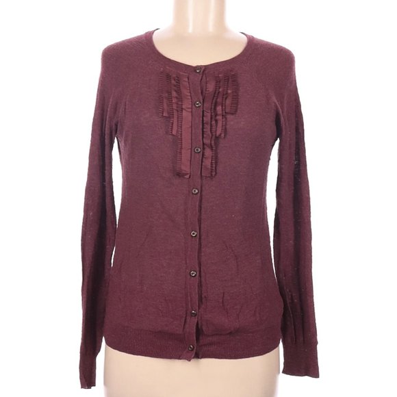 Eddie Bauer Sweaters - EDDIE BAUER Cotton Button Down Ruffle Cardigan